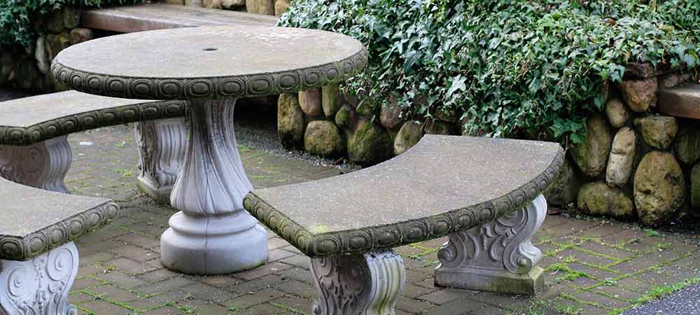 garden landscape,table and benches,cast stone,garden stone ornaments,stone ornaments